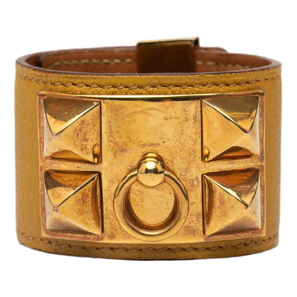 HERMES Yellow Leather Charm Bracelet